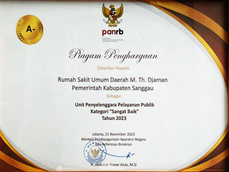 PIAGAM PENGHARGAAN SEBAGAI UNIT PENYELENGGARA PELAYANAN PUBLIK KATEGORI SANGAT BAIK TAHUN 2023_1